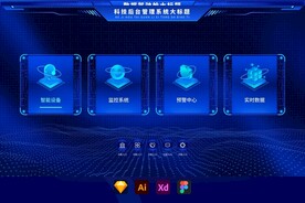 科技工业3D图标后台UI首页