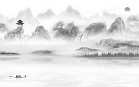 电视 现代灰山水画 TIF分层