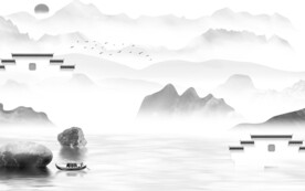 客厅 现代灰山水画 TIF分层