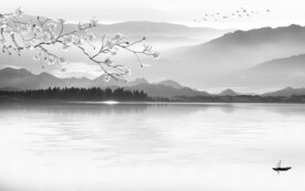 大气 淡雅灰山水画 tif分层