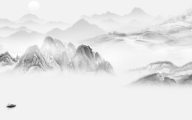 人气 现代灰山水画 TIF分层