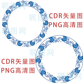 圆形浪花边框矢量图