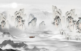 新中式意境山水背景装饰画