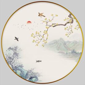 圆形花鸟画