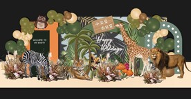 森系动物主题宝宝宴背景热带