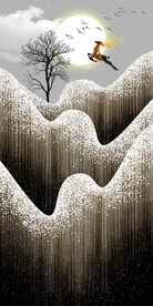 轻奢麋鹿山水风景玄关