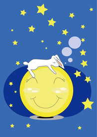 创意中秋节兔子月亮插画