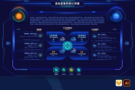 科技蓝边框大数据可视化统计后台