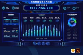 蓝色数据可视化交易统计后台大屏