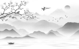 爆款 简奢灰山水画 Tif分层