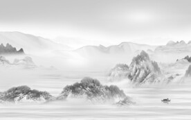 高清 简奢灰山水画 Tif分层