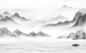 高雅 高端灰山水画 Tif分层