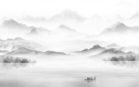 高清 高端灰山水画 Tif分层