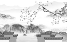 新款 高档灰山水画 TiF分层