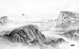 高清 灰色高档山水 TiF分层