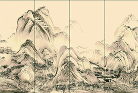 新中式山水 背景墙壁画 硬包