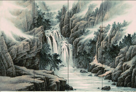 新中式山水 背景墙壁画 硬包
