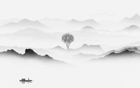 清晰 高档灰色山水 TIf分层