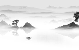 新品 意境灰色山水 TIf分层
