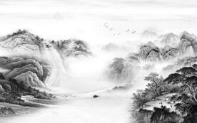 爆款 灰色高档山水 tif分层