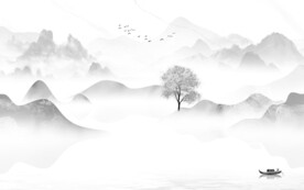 现代 灰色高档山水 tif分层