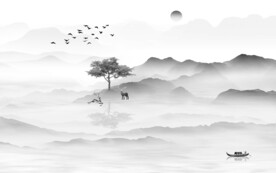 人气 大气灰色山水 TiF分层