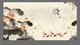 水墨荷花背景墙