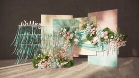 粉蓝婚礼迎宾区草图大师su模型