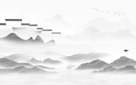 淡雅 轻奢灰色山水 TiF分层