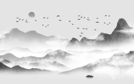 高清 轻奢灰色山水 TiF分层