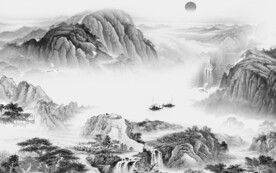 高清 现代客厅山水 TiF分层