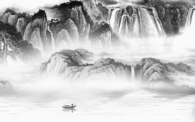 电视 中式灰色山水 TIF分层