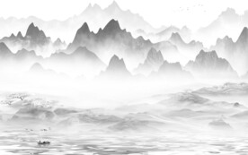 新品 中式灰色山水 TIF分层