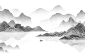 高雅 中式灰色山水 TIF分层