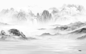 人气 中式灰色山水 TIF分层