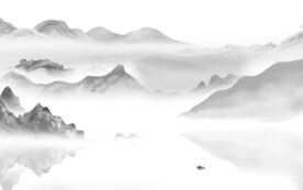 爆款 灰色客厅山水 TIF分层