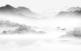 人气 灰色客厅山水 TIF分层