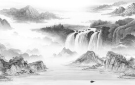 简约 清晰灰色山水 TiF分层