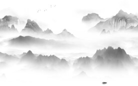 现代 清晰灰色山水 TiF分层