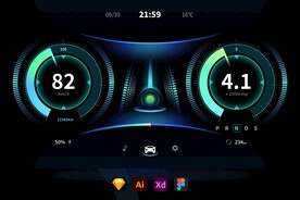 科技感汽车车载导航系统仪表盘