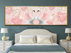 轻奢粉色天鹅湖床头装饰画
