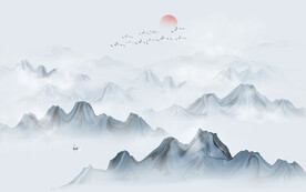 新中式山水背景墙