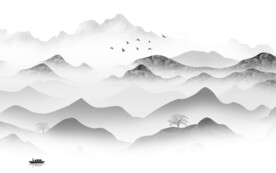 爆款 简约灰色山水 TiF分层