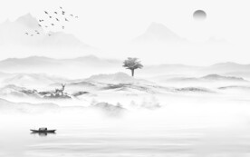 现代 灰色高档山水 TiF分层