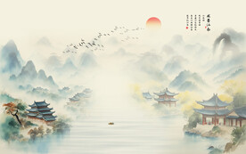 水墨江南背景墙