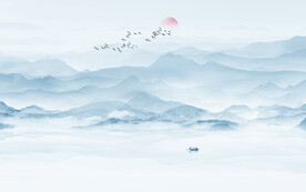 巨幅山水风景画背景墙