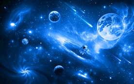 蓝色太空宇宙星球宇航员星空背景