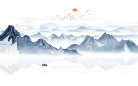 中式水墨山水画