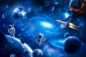 宇宙星球太空宇航员陨石星空背景