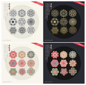 莫高窟敦煌壁画盛唐团花藻井图案